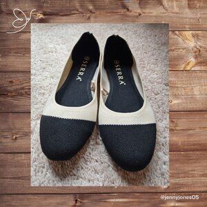 Serra Washable Recycled Slip-On Flats~Two Tone Cream & Black~Women's Size 7~NWOT